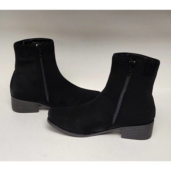𝅺WOMEN'S Ankle Block Heel Booties Size US 7 Color Black - Picture 5 of 6